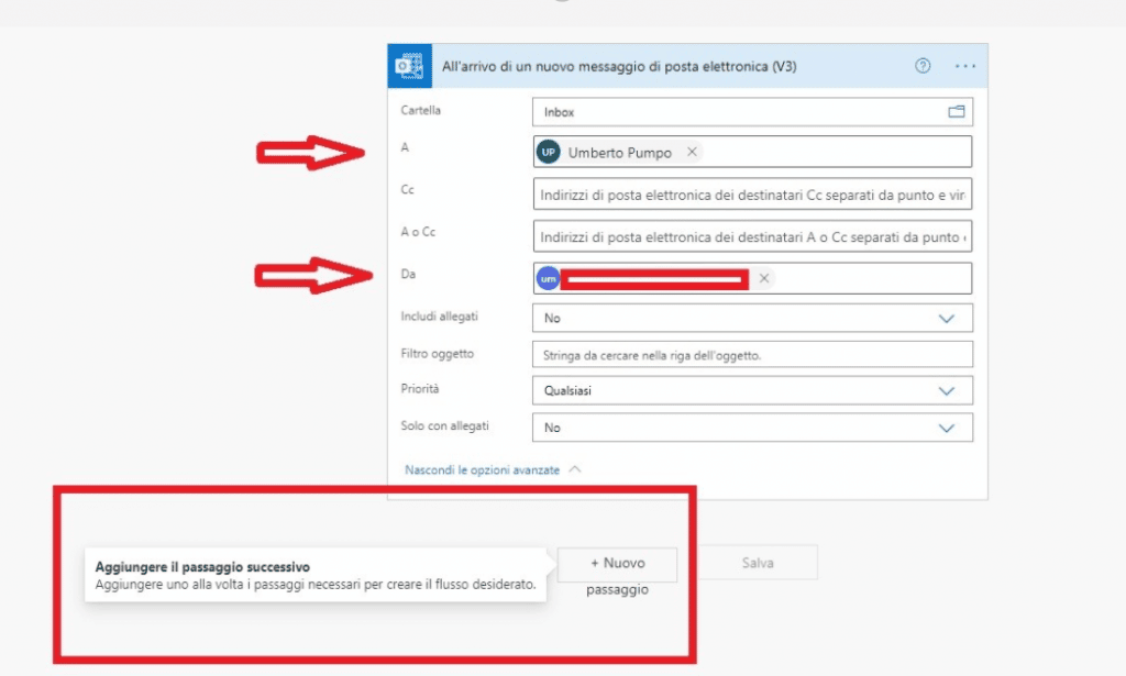 Power Automate_configurazione Messaggio in Teams