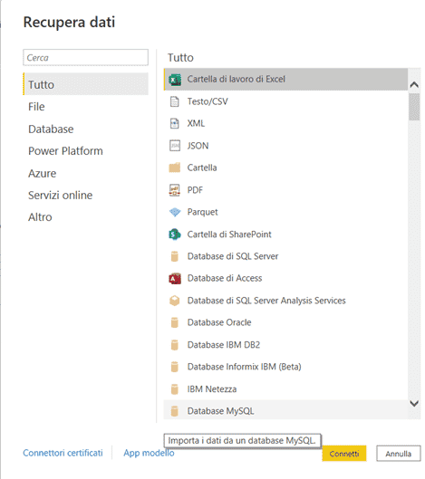 Tipi di origine di dati in Power BI